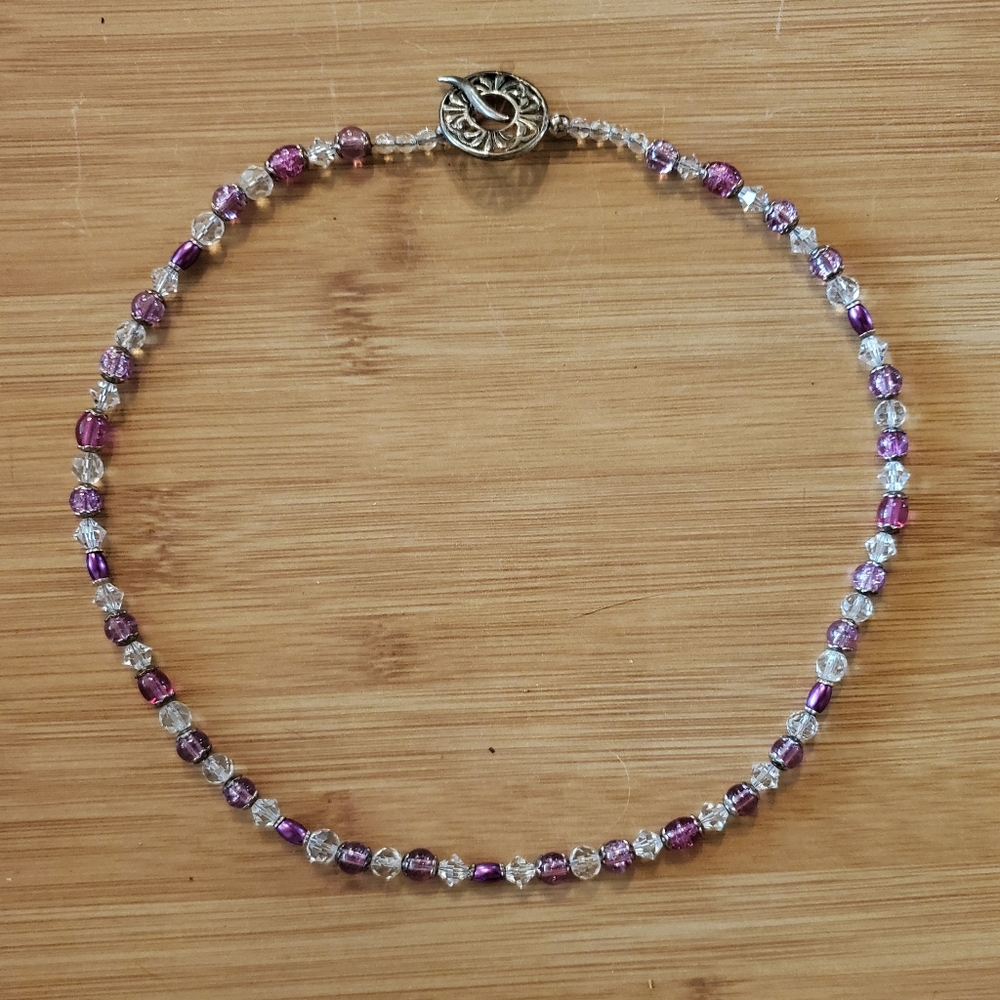 Pink Crystal Beaded Necklace